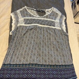 IX- Lace top with blue floral print